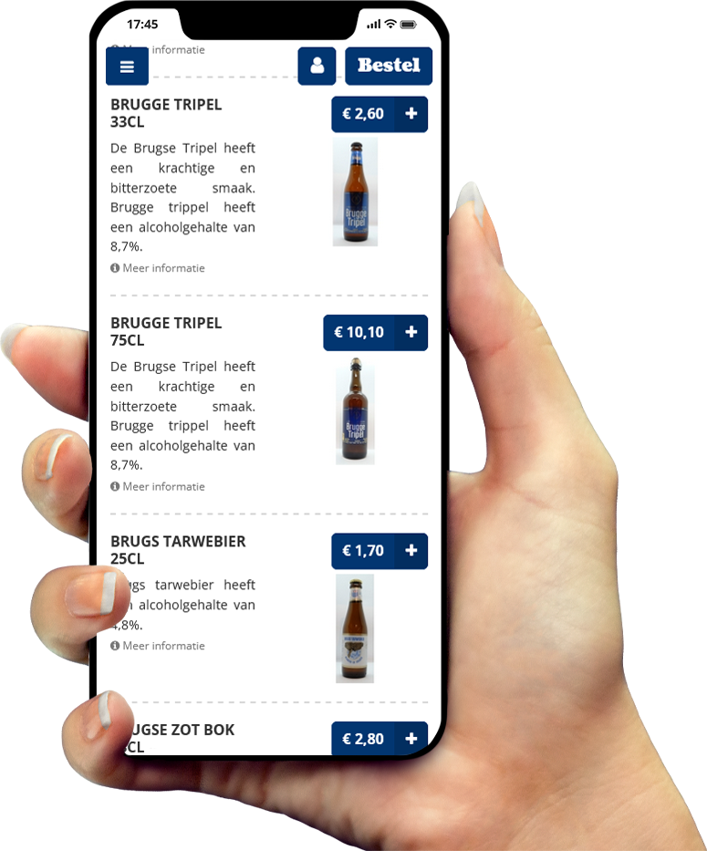 Voorbeeld van onze app op smartphone